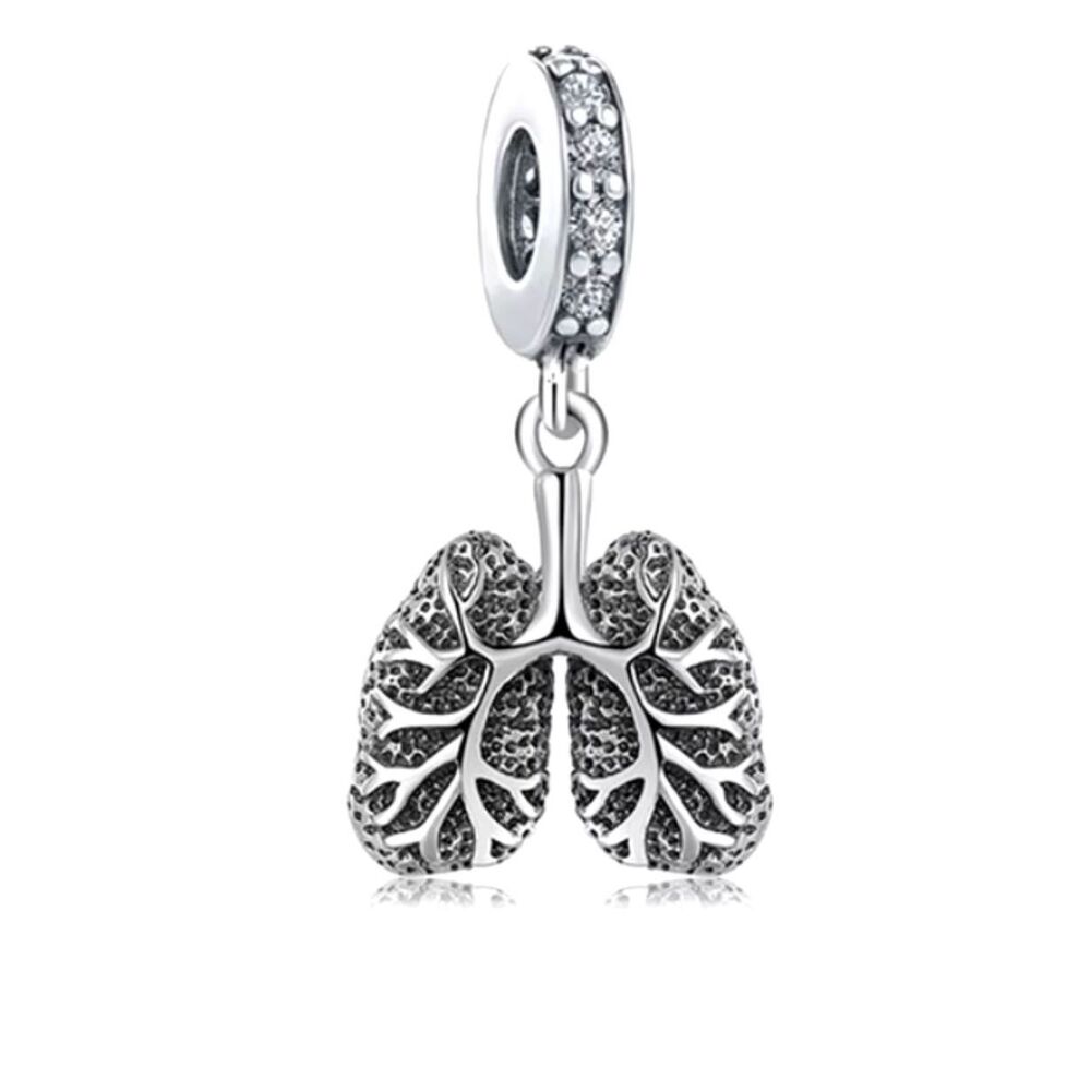 Anatomical Lungs S925 Sterling Silver, Pandora Moments Compatible Charm
